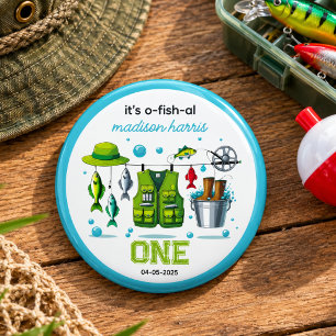 Vintage-Angelrute "O-Fish-Ally Eins" 1. Geburtstag Button