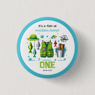 Vintage-Angelrute "O-Fish-Ally Eins" 1. Geburtstag Button