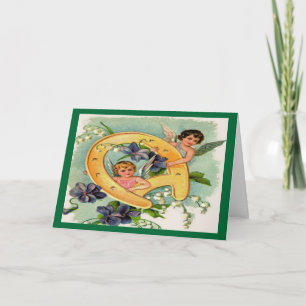 Vintage Angels Bringing Luck Birthday Karte