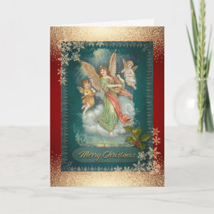 Vintage Angels Schneeflocken Weihnachtskarte Feiertagskarte