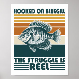 Vintage-Angler an Bluegill hängen geblieben Der Ka Poster