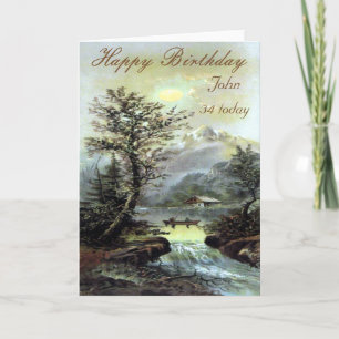Vintage-Angler-Landschafts-Geburtstagskarte Karte