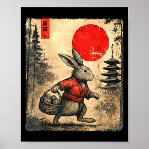 Vintage-Anime-Hasen-Art japanischer Osterhase Gra Poster