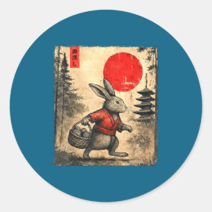 Vintage-Anime-Hasen-Kunst Japanischer Osterhase Gr Runder Aufkleber