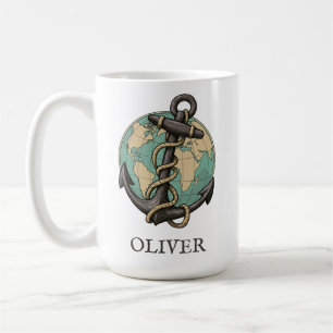 Vintage Anker & Globus: Nautilus-Weltreisender Kaffeetasse