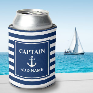 Vintage-Anker Kapitäns- oder Bootsname Navy-Gestre Dosenkühler