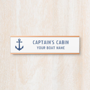 Vintage-Anker Kapitänskajüte Ihr Bootsname Gold Türschild