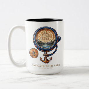 Vintage-Anker-Kompass-Tasse für Seeleute Zweifarbige Tasse