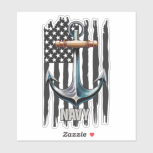 Vintage Anker und Flaggen der US-Marine Patriotic  Aufkleber