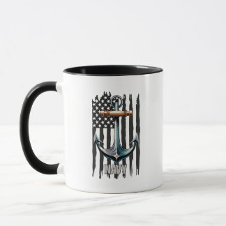 Vintage Anker und Flaggen der US-Marine Patriotic Tasse