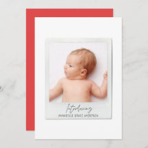 Vintage Ankündigung der Geburt eines Fotos mit ein