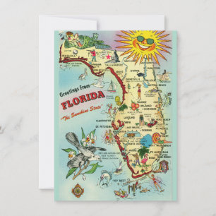 Vintage Ankündigung zur Karte Florida