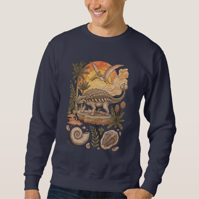 Vintage Ankylosaurus Prähistorisch Sweatshirt (Vorderseite)