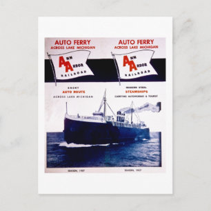 Vintage Ann Arbour Bahn Ferry Lake Michigan Postkarte
