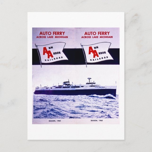 Vintage Ann Arbour Bahn Ferry Lake Michigan Postkarte (Vorderseite)