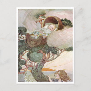 Vintage Anne Anderson Baby im Baumwipfel Postkarte
