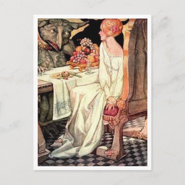 Vintage Anne Anderson Beauty und das Biest Postkarte (Vorderseite)