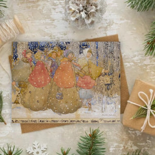 Vintage Annie French "Weihnachtslied singen" Postkarte