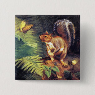 Vintage Anstecknadel mit Eichhörnchen und Schmette