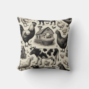 Vintage Anstrichfarben von Nutztieren Kissen