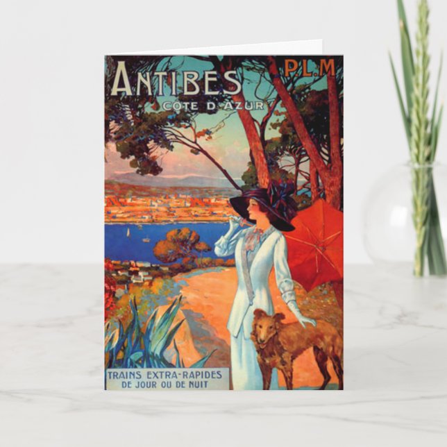 Vintage Antibes Cote d'Azur Karte (Vorderseite)