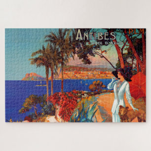 Vintage Antibes Cote D'Azur Reiseillustration Puzzle