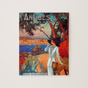 Vintage Antibes Cote D'Azur Reiseillustration Puzzle