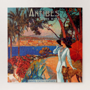 Vintage Antibes Cote D'Azur Reiseillustration Puzzle