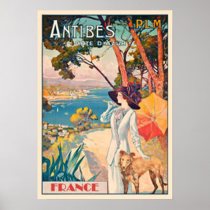 Vintage Antibes Frankreich David Dellepiane Reise Poster