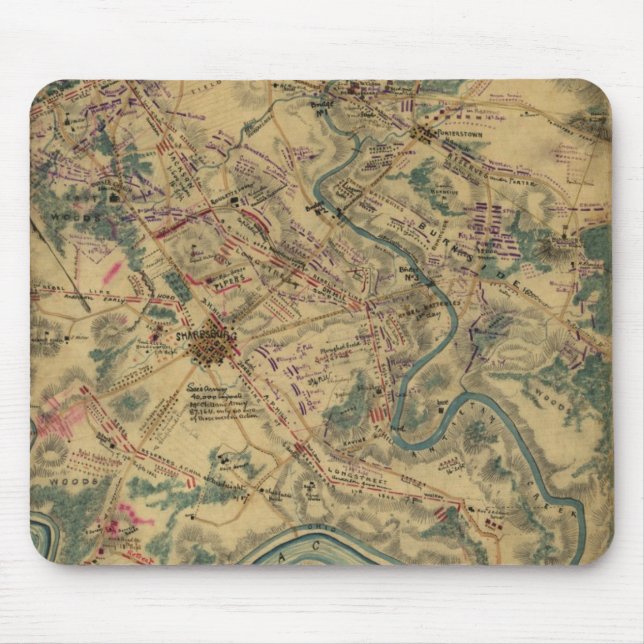 Vintage Antietam Schlachtfeld-Karte (1862) Mousepad (Vorne)