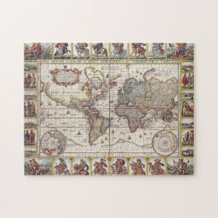 Vintage Antik Alte Weltkartengestaltung Puzzle