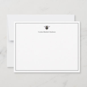 Vintage Antik Biene Minimal Personalisiert Mitteilungskarte
