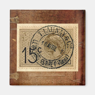 Vintage Antik Briefmarken Druck Magnet
