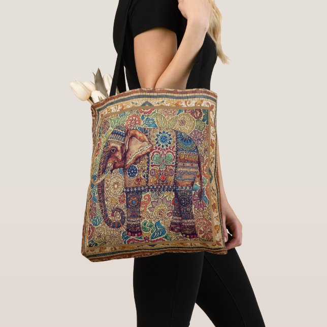 Vintage-, Antik-Elefanten-Motiv-Kunst (Von Nahem)