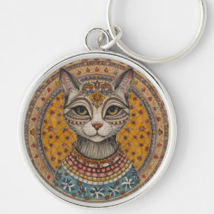 Vintage, Antik Katzen- und Motiv-Muster-Schlüssela Schlüsselanhänger