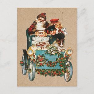 Vintage Antik Weihnachtsmann Kraft Braun Feiertagspostkarte