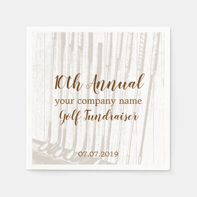 Vintage antikbraun-weiße GolfFundraiser Serviette (Vorderseite)