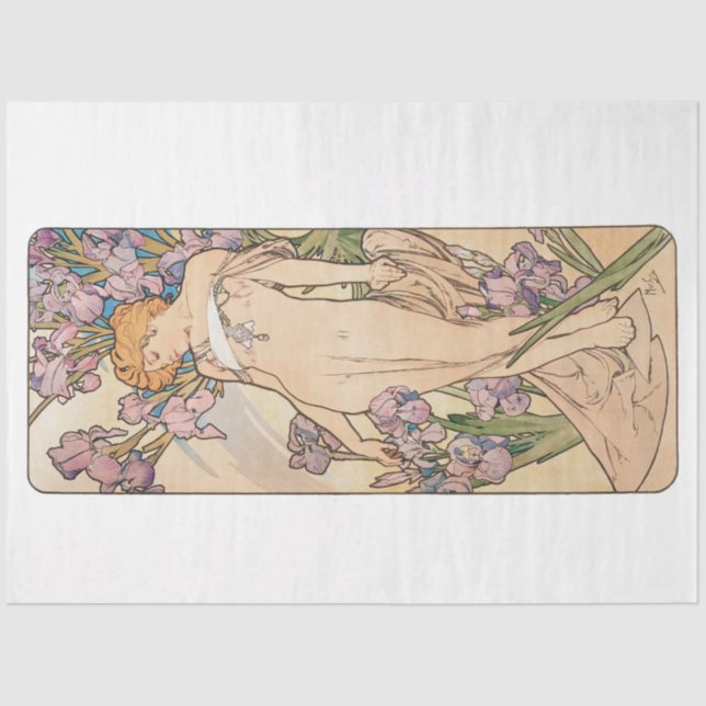 Vintage Antike Alphonse Mucha Seidenpapier (Vorderseite)