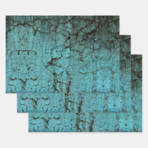 Vintage antike Aquamarine Grüne Textur Grunge Geschenkpapier Set