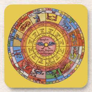 Vintage antike Astrologie, Celestial Zodiac Wheel Getränkeuntersetzer