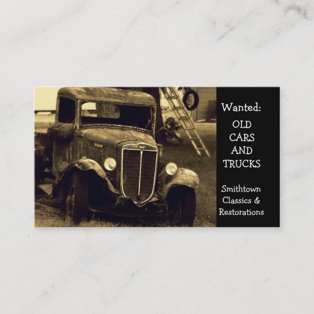 Vintage antike Automobil-Wiederherstellung Visitenkarte (Vorderseite)