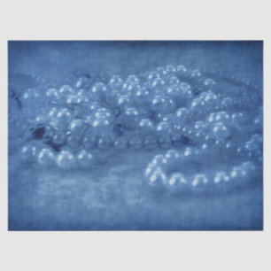 Vintage antike Blaue weiße Perlen Seidenpapier