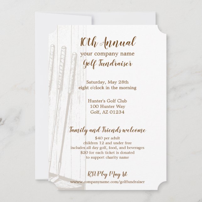 Vintage antike Braun- und Weißgolfanlage Einladung (Vorderseite)