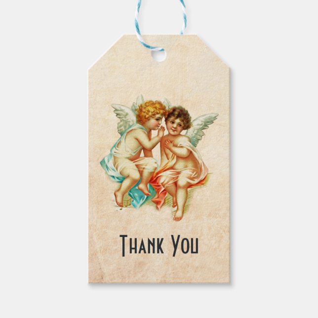 Vintage antike Cherub Angels Illustration Geschenkanhänger (Vorderseite)