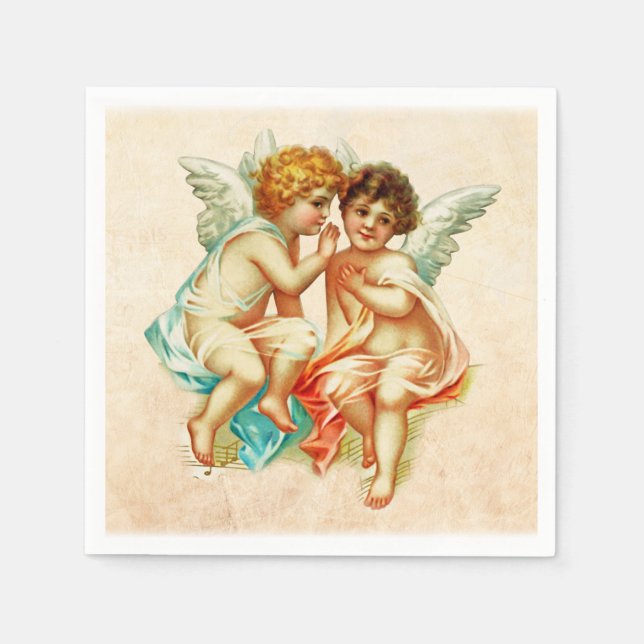 Vintage antike Cherub Angels Illustration Serviette (Vorderseite)