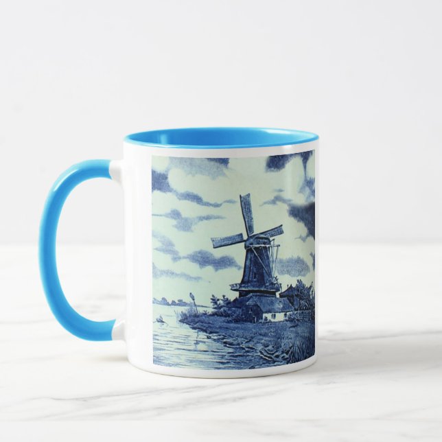 Vintage antike Delft Blue Tile - Windmühle Tasse (Links)