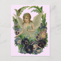 Vintage antike Engel Floral Soft Pink Postkarte