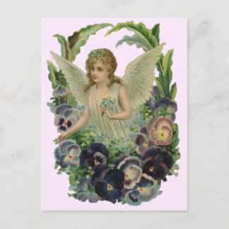 Vintage antike Engel Floral Soft Pink Postkarte