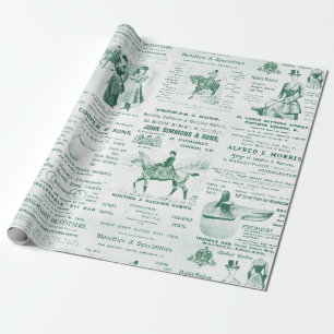 Vintage antike Ephemera Lady Reitanzeigen Geschenkpapier