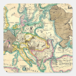 Vintage antike Europakarte Quadratischer Aufkleber